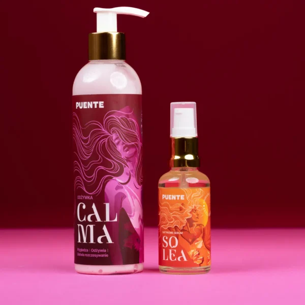 Zestaw: odżywka Calma i satynowe serum Soléa